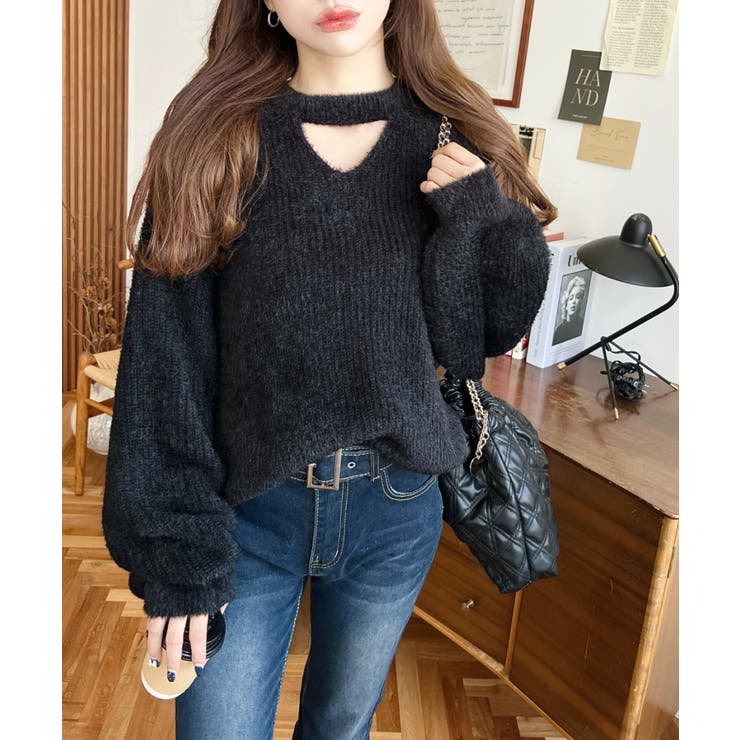 ホルターカットアウトシャギーニットプルオーバー | moment+ | 詳細画像18 