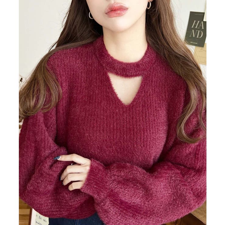 ホルターカットアウトシャギーニットプルオーバー | moment+ | 詳細画像19 