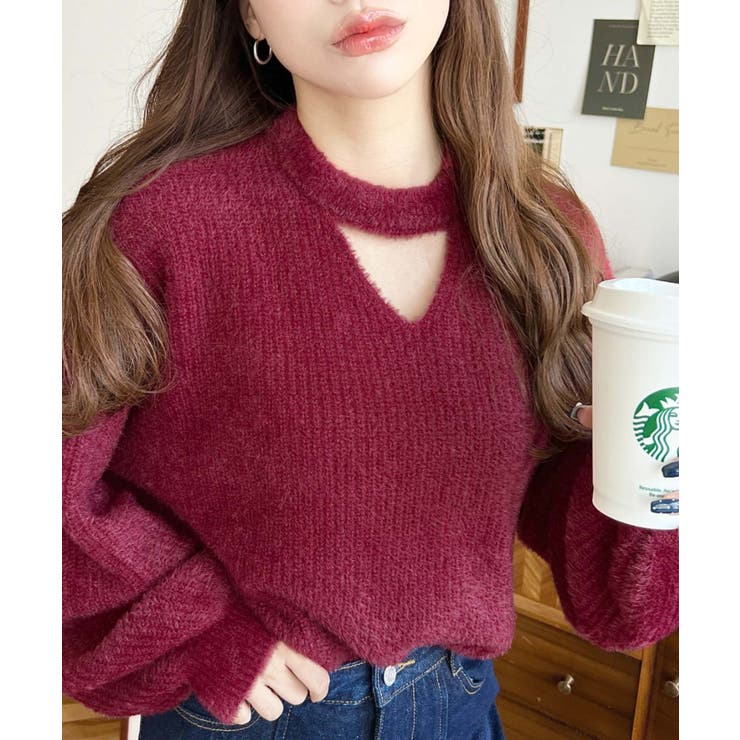 ホルターカットアウトシャギーニットプルオーバー | moment+ | 詳細画像20 