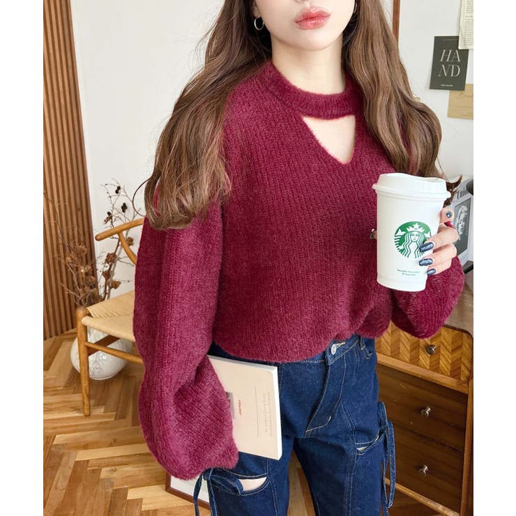 ホルターカットアウトシャギーニットプルオーバー | moment+ | 詳細画像22 