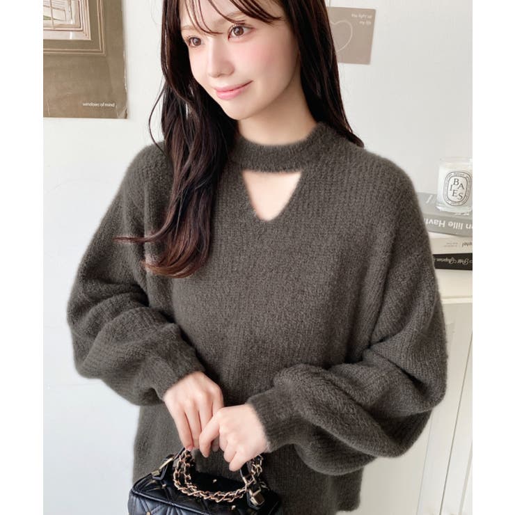 ホルターカットアウトシャギーニットプルオーバー | moment+ | 詳細画像23 