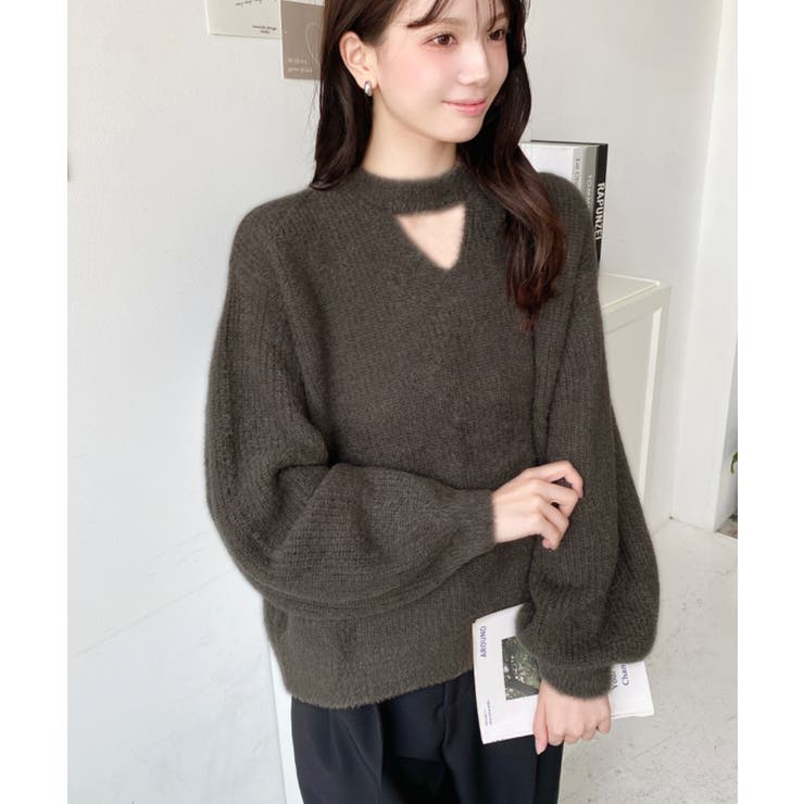 ホルターカットアウトシャギーニットプルオーバー | moment+ | 詳細画像24 