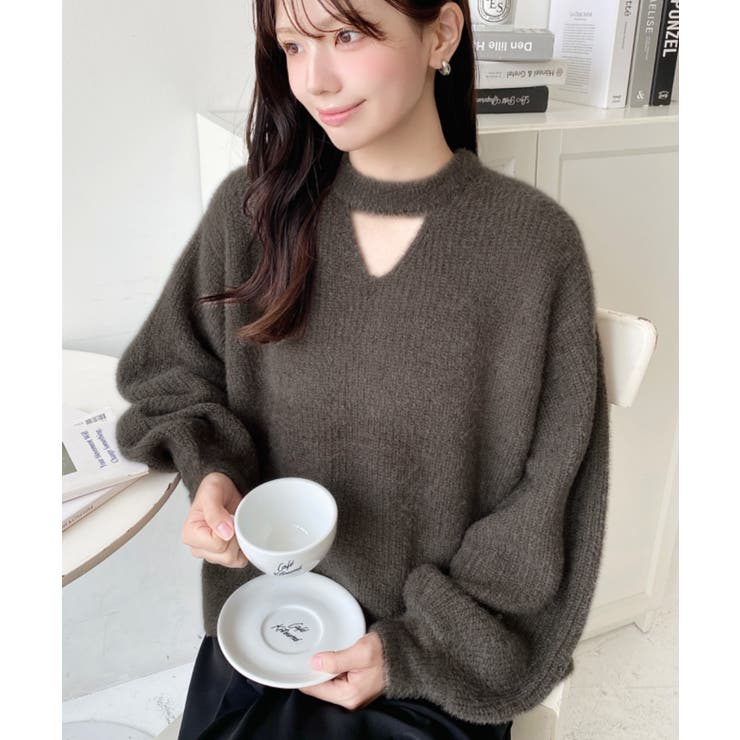 ホルターカットアウトシャギーニットプルオーバー | moment+ | 詳細画像25 