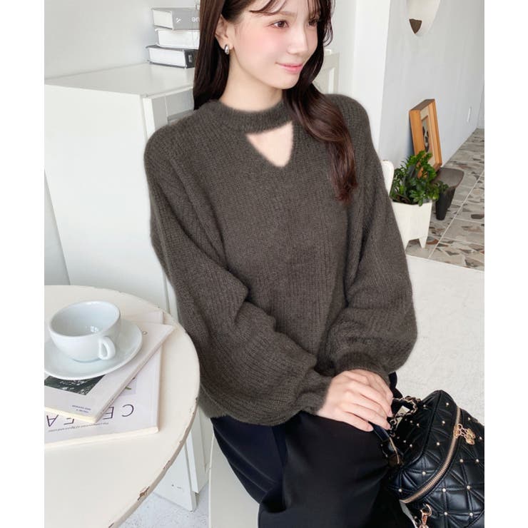 ホルターカットアウトシャギーニットプルオーバー | moment+ | 詳細画像26 