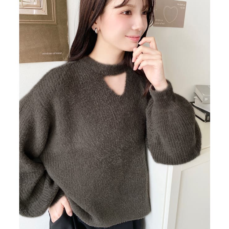 値下げ❌ 微高レート ゴルギーオージャー デッキ にじさんじスリーブ付き ホルターカットアウトシャギーニットプルオーバー[品番：ERMW0004120