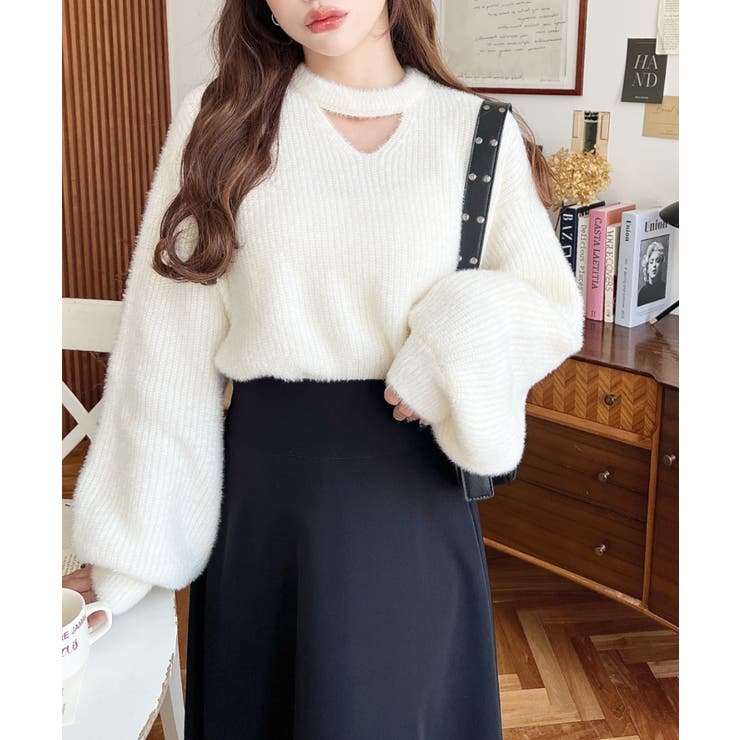 ホルターカットアウトシャギーニットプルオーバー | moment+ | 詳細画像5 