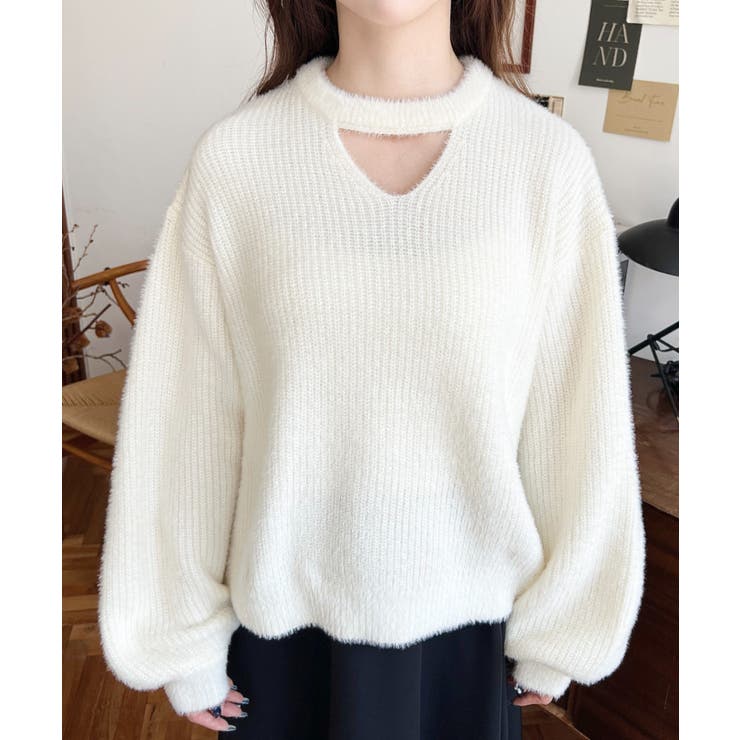 ホルターカットアウトシャギーニットプルオーバー | moment+ | 詳細画像6 