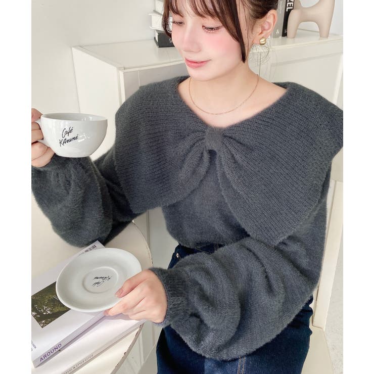 ケープリボンシャギーニットプルオーバー | moment+ | 詳細画像19 