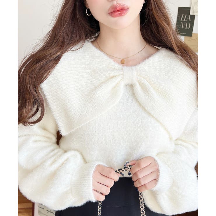 ケープリボンシャギーニットプルオーバー | moment+ | 詳細画像2 