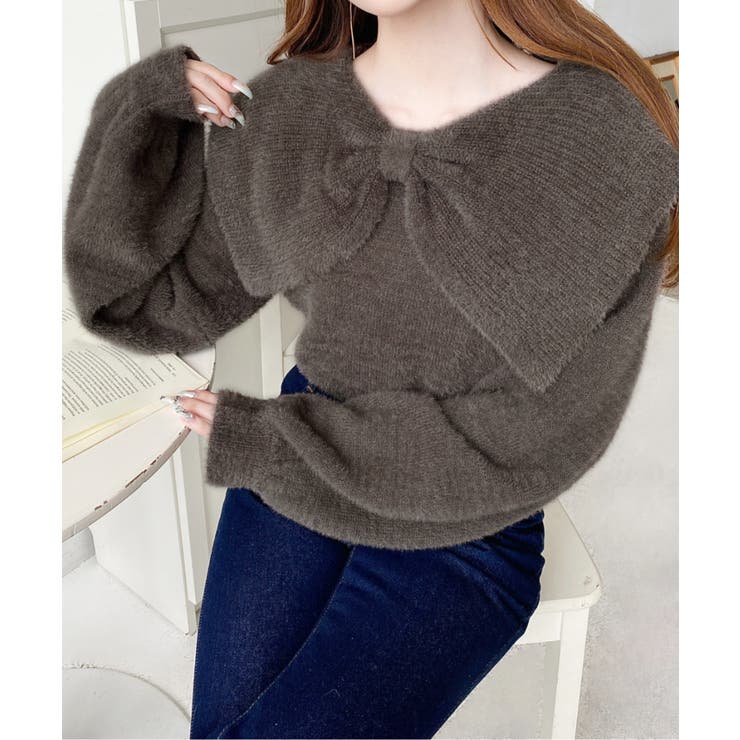 ケープリボンシャギーニットプルオーバー | moment+ | 詳細画像21 