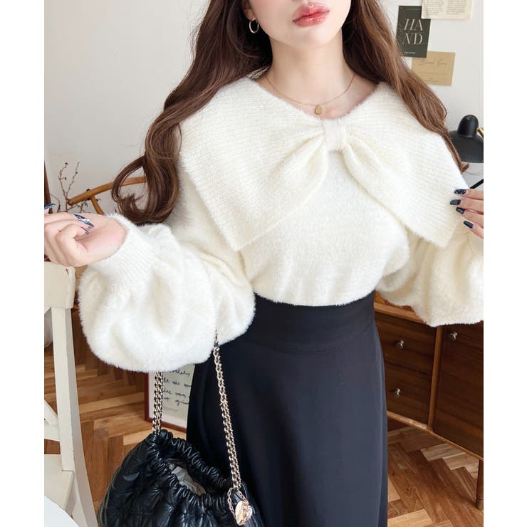 ケープリボンシャギーニットプルオーバー | moment+ | 詳細画像3 