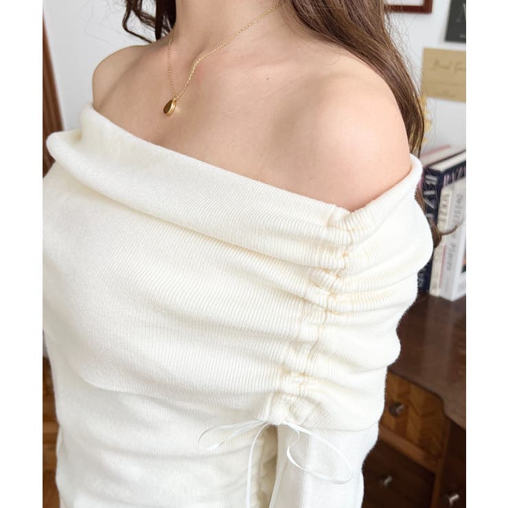 ドロストリボンオフショルニットプルオーバー | moment+ | 詳細画像10 