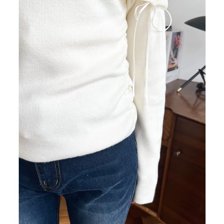 ドロストリボンオフショルニットプルオーバー | moment+ | 詳細画像13 