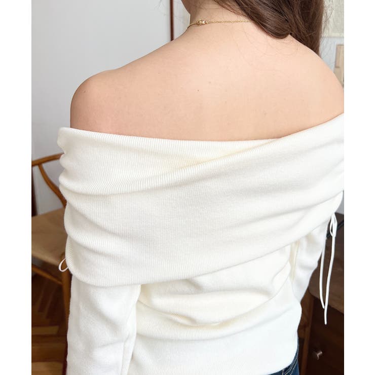 ドロストリボンオフショルニットプルオーバー | moment+ | 詳細画像14 