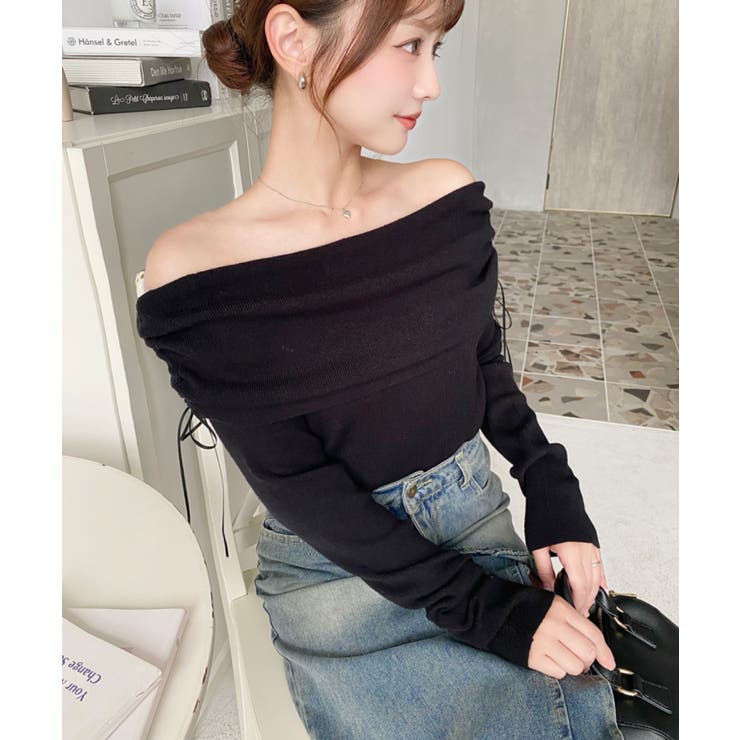 ドロストリボンオフショルニットプルオーバー | moment+ | 詳細画像17 