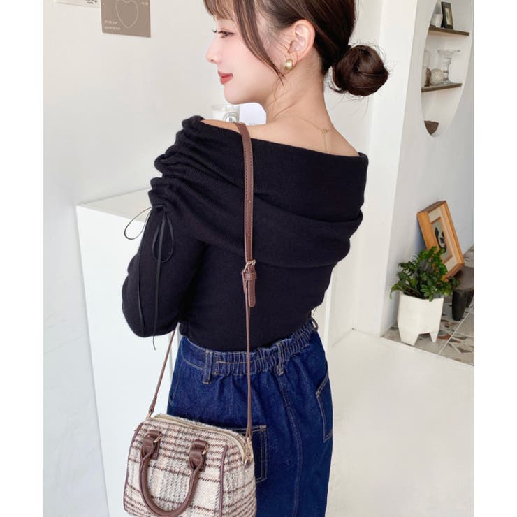 ドロストリボンオフショルニットプルオーバー | moment+ | 詳細画像19 