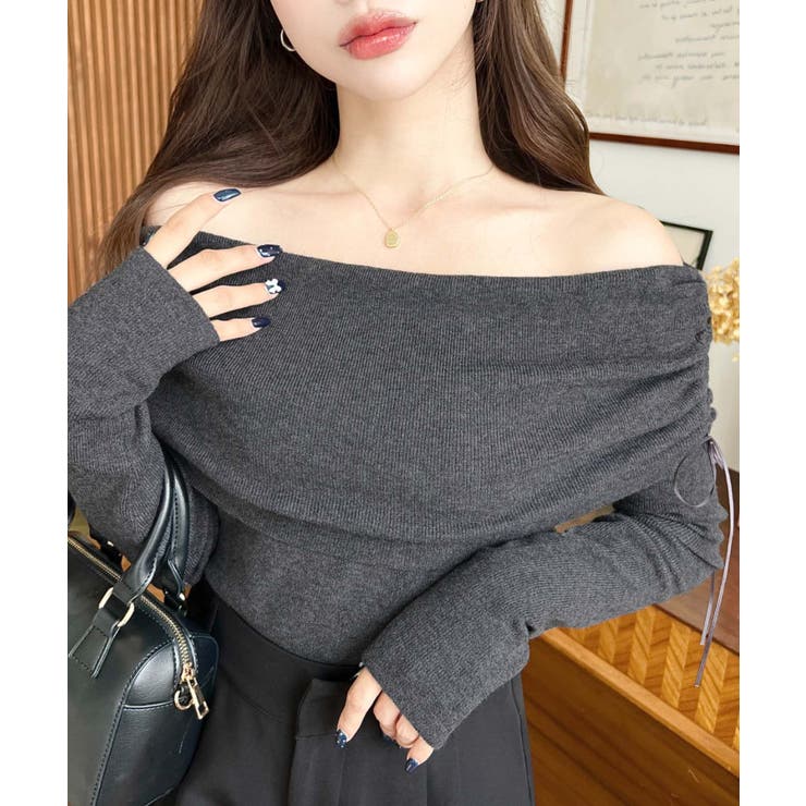 ドロストリボンオフショルニットプルオーバー | moment+ | 詳細画像20 