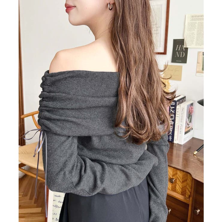 ドロストリボンオフショルニットプルオーバー | moment+ | 詳細画像22 