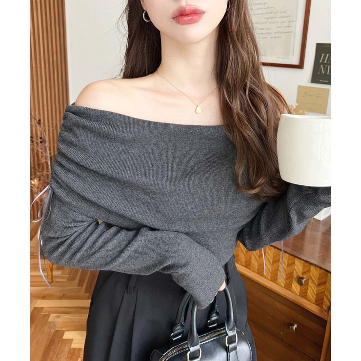 ドロストリボンオフショルニットプルオーバー | moment+ | 詳細画像23 