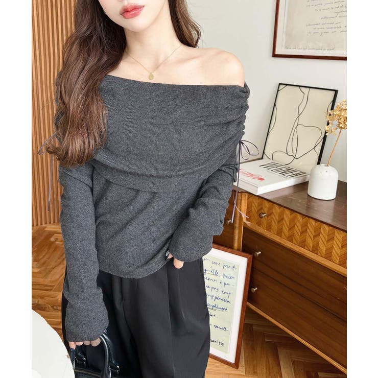 ドロストリボンオフショルニットプルオーバー | moment+ | 詳細画像24 