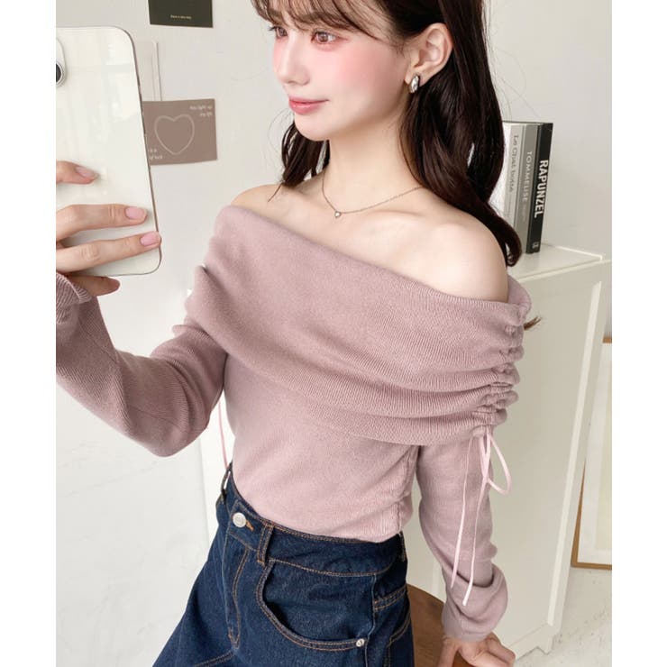 ドロストリボンオフショルニットプルオーバー | moment+ | 詳細画像26 