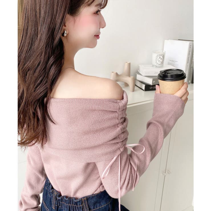 ドロストリボンオフショルニットプルオーバー | moment+ | 詳細画像27 