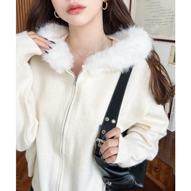 Jean Paul GAULTIER ニットパーカー ファー Jean Paul GAULTIER ニットパーカー ファー ボリュームファーフード