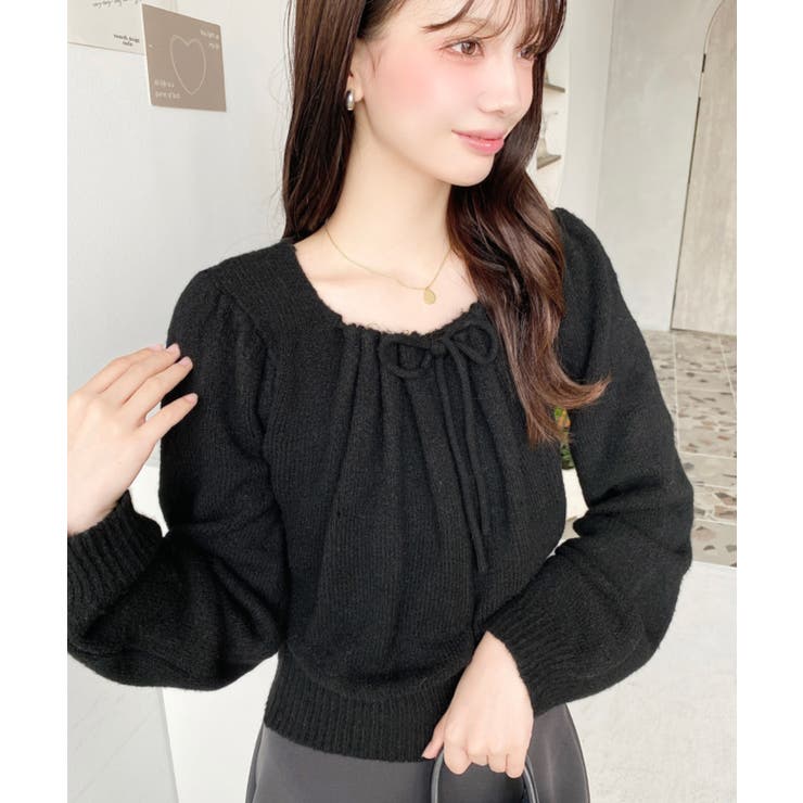 ギャザーリボンミックスプルオーバー | moment+ | 詳細画像11 