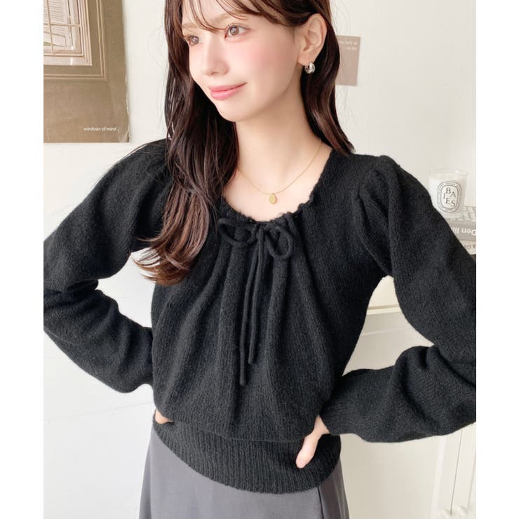 ギャザーリボンミックスプルオーバー | moment+ | 詳細画像14 