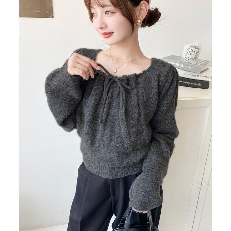 ギャザーリボンミックスプルオーバー | moment+ | 詳細画像15 