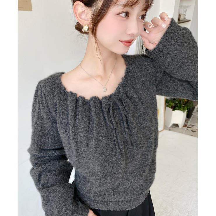 ギャザーリボンミックスプルオーバー | moment+ | 詳細画像19 