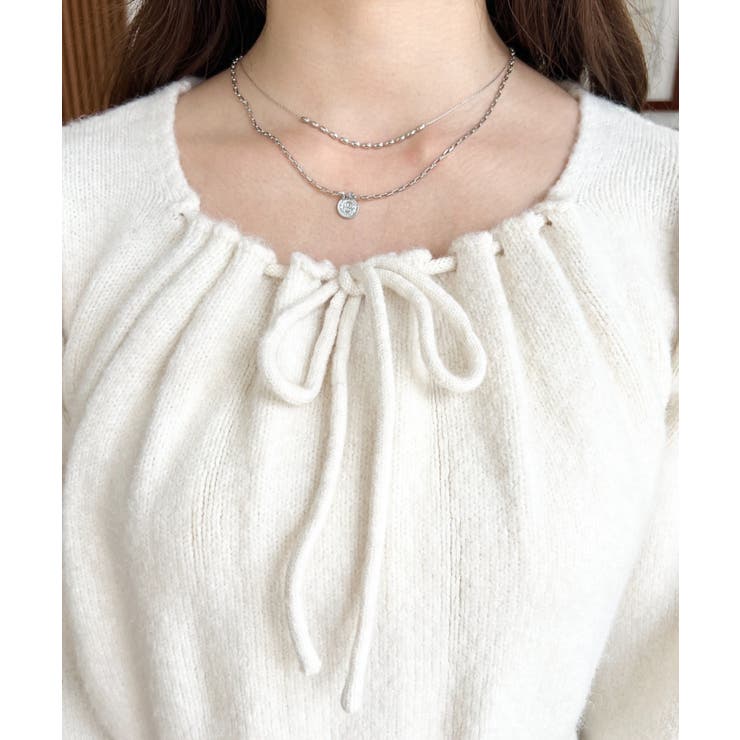 ギャザーリボンミックスプルオーバー | moment+ | 詳細画像7 