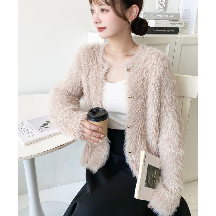 金ボタンロングフェザーショート丈ニットカーディガン | moment+ | 詳細画像12 