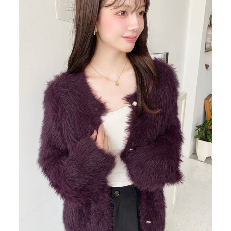 金ボタンロングフェザーショート丈ニットカーディガン | moment+ | 詳細画像19 