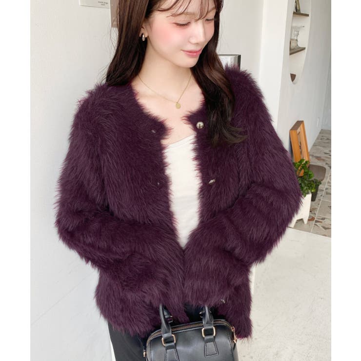 金ボタンロングフェザーショート丈ニットカーディガン | moment+ | 詳細画像20 