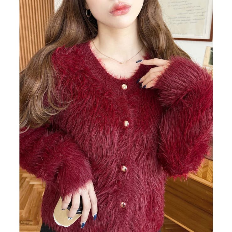 金ボタンロングフェザーショート丈ニットカーディガン | moment+ | 詳細画像21 