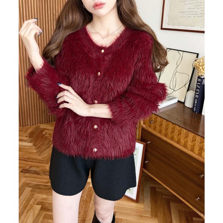 金ボタンロングフェザーショート丈ニットカーディガン | moment+ | 詳細画像24 