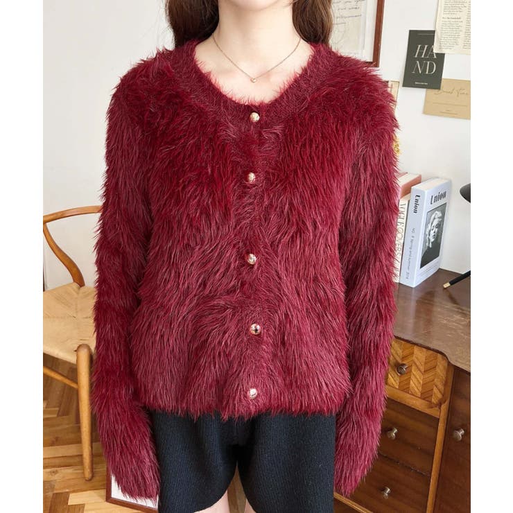 金ボタンロングフェザーショート丈ニットカーディガン | moment+ | 詳細画像27 