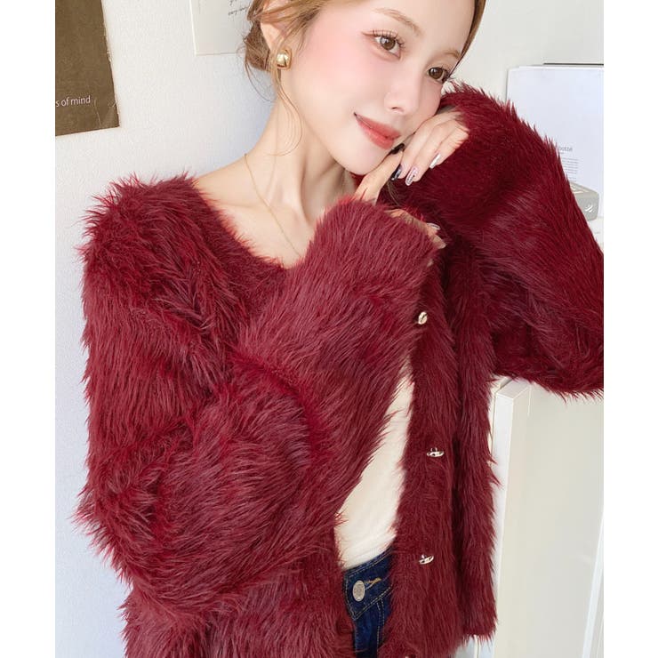 金ボタンロングフェザーショート丈ニットカーディガン | moment+ | 詳細画像32 