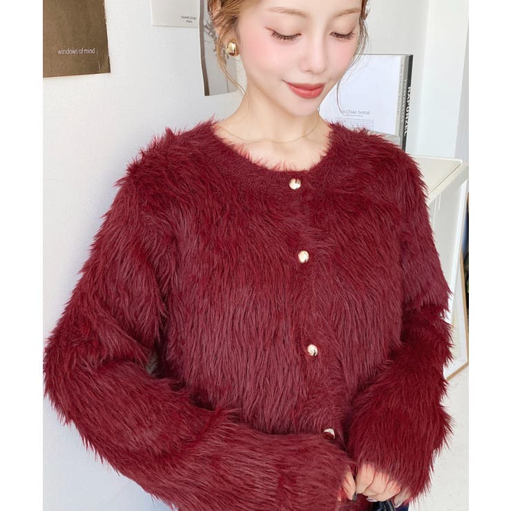 金ボタンロングフェザーショート丈ニットカーディガン | moment+ | 詳細画像34 