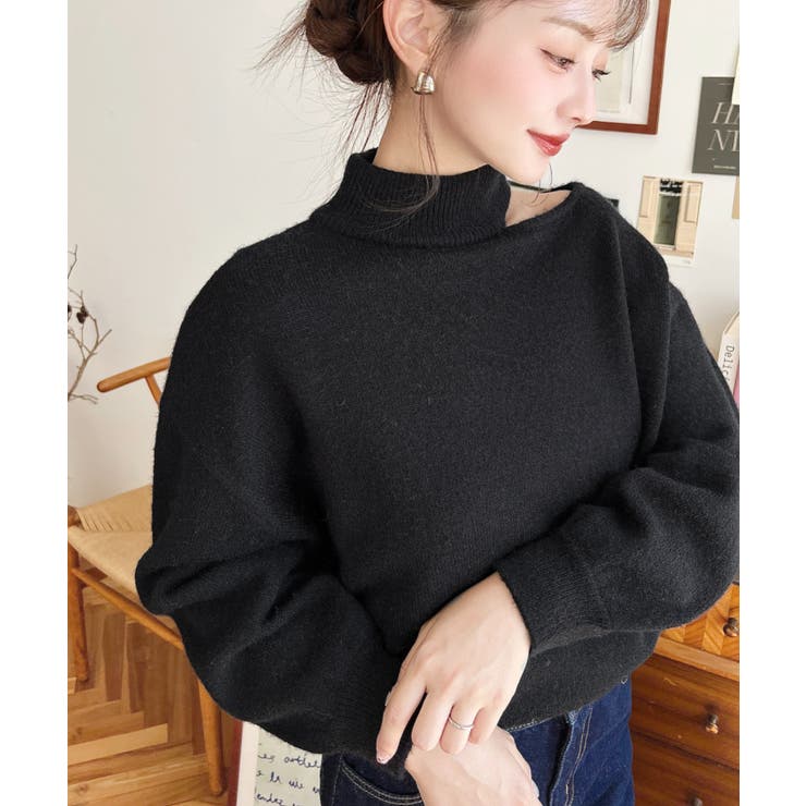 ハイネックデザインカットワンショルニットプルオーバー | moment+ | 詳細画像11 