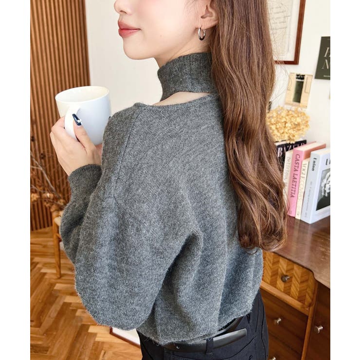 ハイネックデザインカットワンショルニットプルオーバー | moment+ | 詳細画像15 