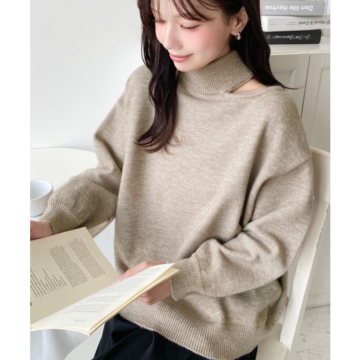 ハイネックデザインカットワンショルニットプルオーバー | moment+ | 詳細画像18 