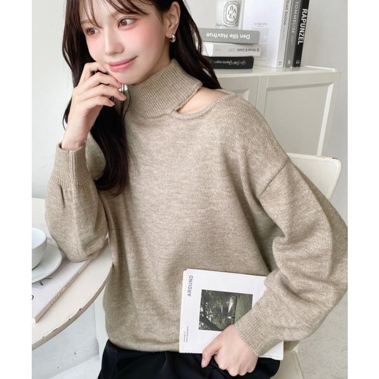 ハイネックデザインカットワンショルニットプルオーバー | moment+ | 詳細画像19 