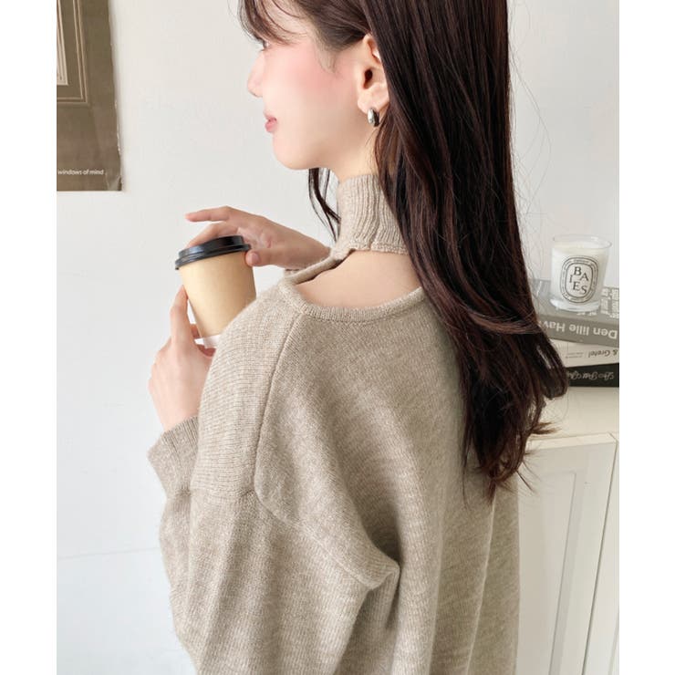 ハイネックデザインカットワンショルニットプルオーバー | moment+ | 詳細画像20 