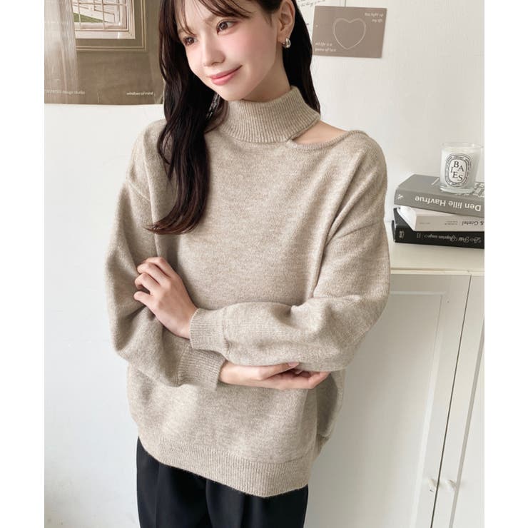 ハイネックデザインカットワンショルニットプルオーバー | moment+ | 詳細画像21 