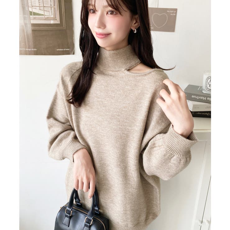 ハイネックデザインカットワンショルニットプルオーバー | moment+ | 詳細画像22 