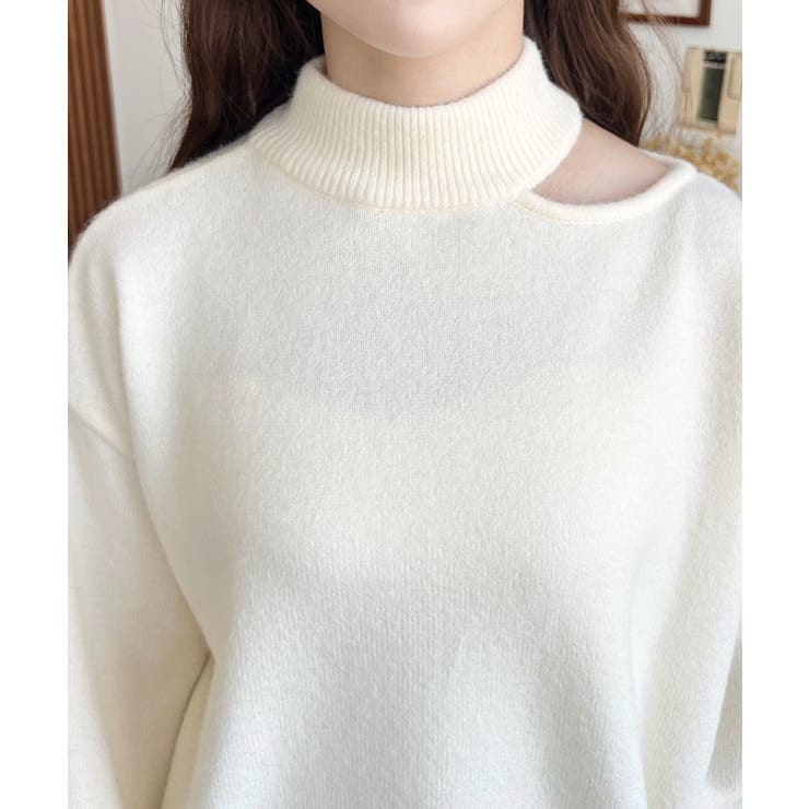 ハイネックデザインカットワンショルニットプルオーバー | moment+ | 詳細画像6 