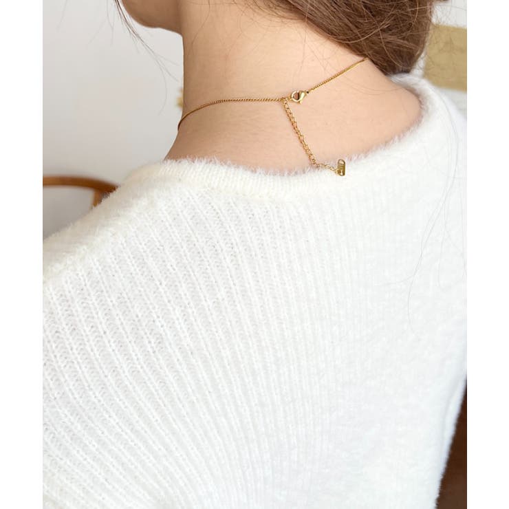 アシンメトリーネックショルダースリットフェザーニットプルオーバー | moment+ | 詳細画像11 