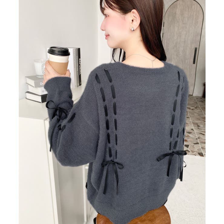 編み込みリボンフェザーニットプルオーバー | moment+ | 詳細画像13 